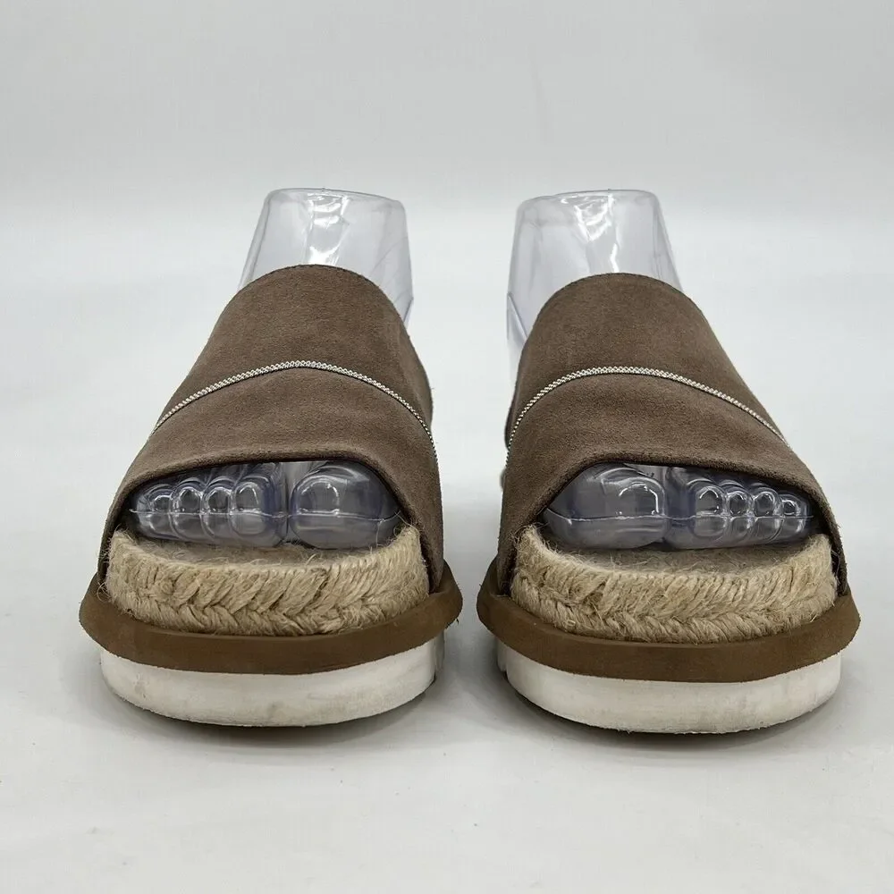 Peserico Tan Leather Espadrille Slide‎ Platform Sandals Women’s 7